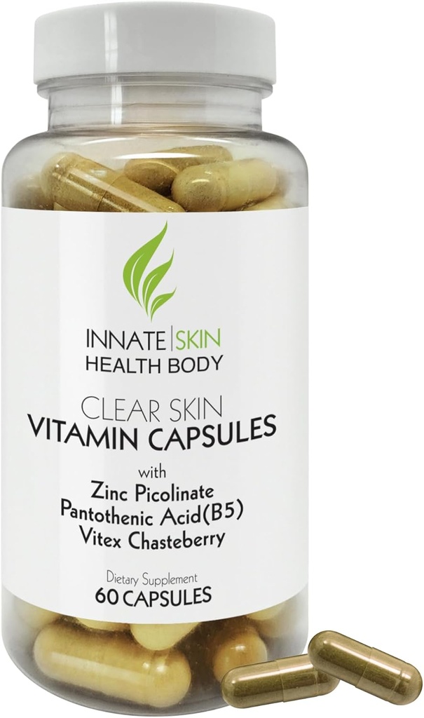 La peau claire Acné Vitamines Capsules Suppléments de complexion 60 Compte Capsules Pack de 2