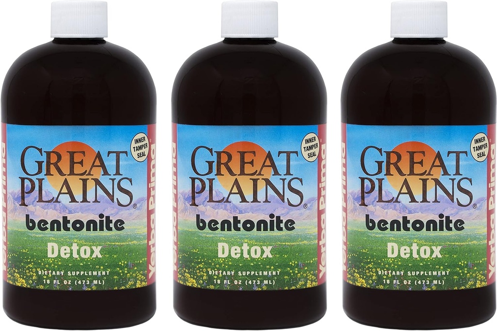 Yerba Prima Great Plains Bentonite Clay - 16 oz (Pack of 3) - Integratore naturale per la pulizia dell'argilla liquida