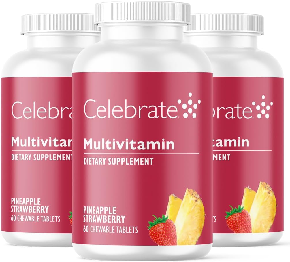 Celebrate Vitamine Bariatric Multivitamin Chewable, Iron Free - Post Magen Bypass &amp; Sleeve Gastrectomy Supplement für Männer & Frauen - Essential Minerals & Vitamin A, B, D & E - Fruchtig (180 Tabletten)