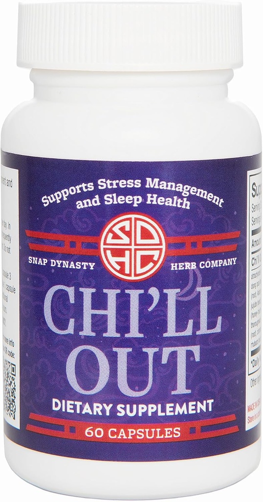 Snap Dynasty Chi’ll Out - 60ct Capsules, Paket von 1 - Pflanzenbasierte Ergänzung, keine sedative Unterstützung für Schlaf & Stress, natürlich Unterstützung Schlaf Gesundheit & Stress Management