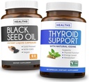 Schilddrüsen-Unterstützung & Schwarzes Seedöl (1-Monat-Versorgung) Schwarzer Seed Schilddrüsen-Boost - Schilddrüsen-Unterstützung (60 Kapseln) Health Supplement & Schwarzes Seedöl (60 Kapseln) Kaltgepresste Nigella Sativa - Non-GMO