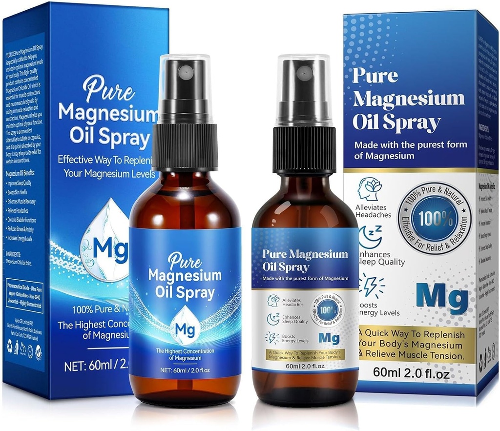 Packung mit 2 reinem Magnesiumöl Spray 4.04 FL.OZ