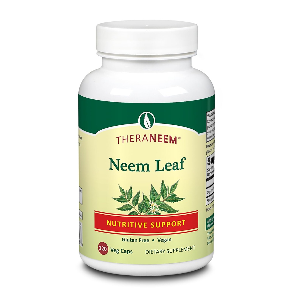 THERANEEM Neem Leaf Capsules - Support nutritionnel puissant avec des antioxydants et plus - Vegan, sans gluten, garantie de 60 jours - 120 portions, 120 VegCaps