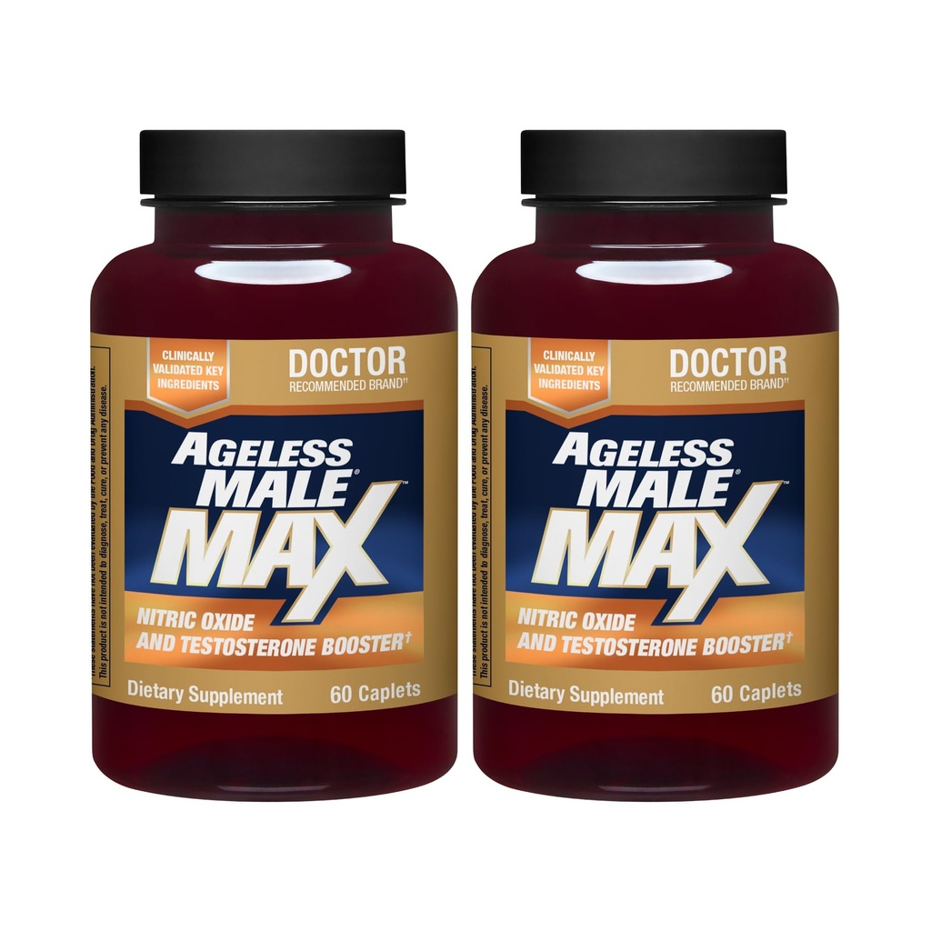 Ageless Male Max Total Testosterone Booster Supplement for Men, 120 Caplets