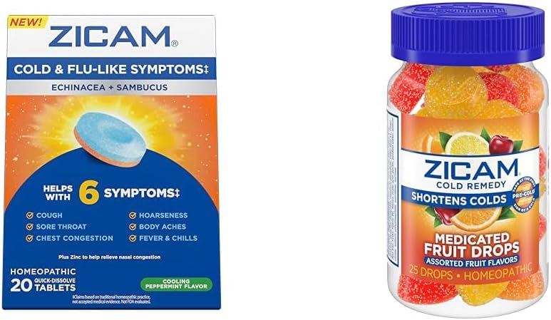 Zicam Cold & Flu 20 Tabletten Fruchttropfen 25 Graf Kalte Verkürzung Homöopathische Zink-Medizine