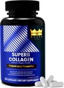 Crown Elite Superb Collagen | Multi-Tipe Premium Collagen Supplemento | Supporta l'idratazione della pelle, la crescita dei capelli, la flessibilità congiunta & Bone resistenza | Non-OGM, Grass-Fed | 180 capsule, per le donne e gli uomini