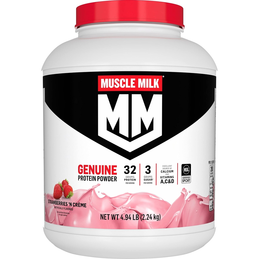 Polvere proteica genuina del latte del muscolo, fragole 'N Crème, proteina 32g, 4.94 Pound