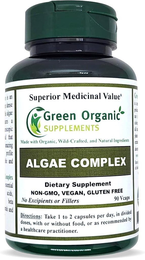 Algen, Fucoidan, Blue Green Algae, Kelp, Bladderwrack, Chlorella, Spirulina, Irish Moss, Dulse, 90 VCaps, High Absorbable, Non-GMO, Gluten-Free (Single)