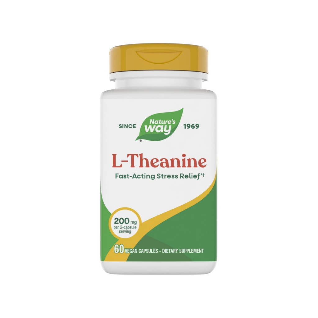 Nature's Way L-Theanine, Stress Support*, promuove il relax*, 200 mg per 2 capsule Serving, Vegan, 60 capsule