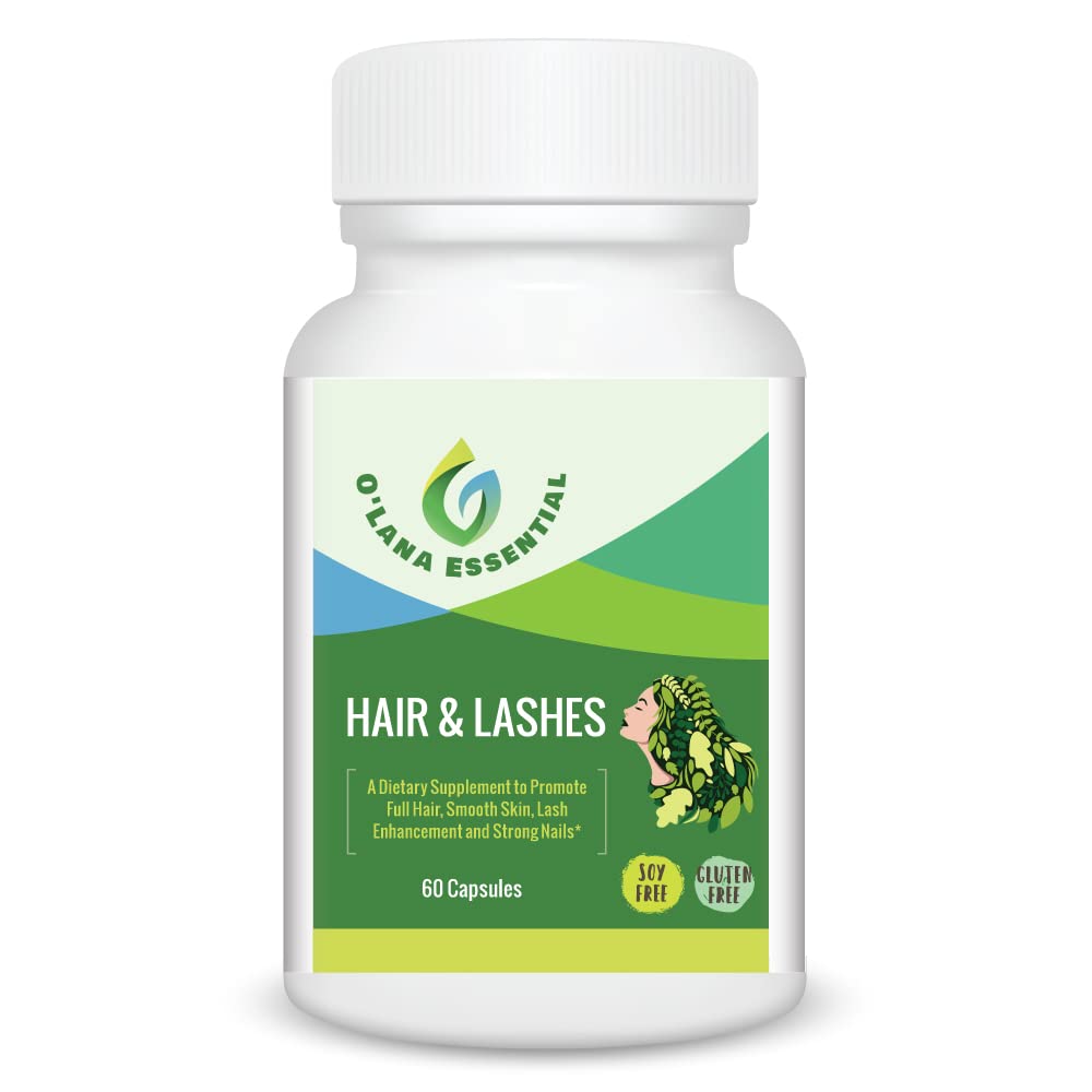 Haar Lashes Haut Nägel Ergänzung zu fördern Volle Haar Glowing Haut Lash Enhancement und starke Nägel GMP zertifiziert mit Biotin Collagen Niacin Zink Vitamin A C & D3 60 Kapseln O’Lana Essential