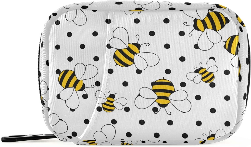 Api su Polka Dots Pill Box 7 giorno Pill Case Travel Pill Organizer Bag con Zipper Portable Weekly Case Dimensioni compatte per il supporto supplemento di vitamina
