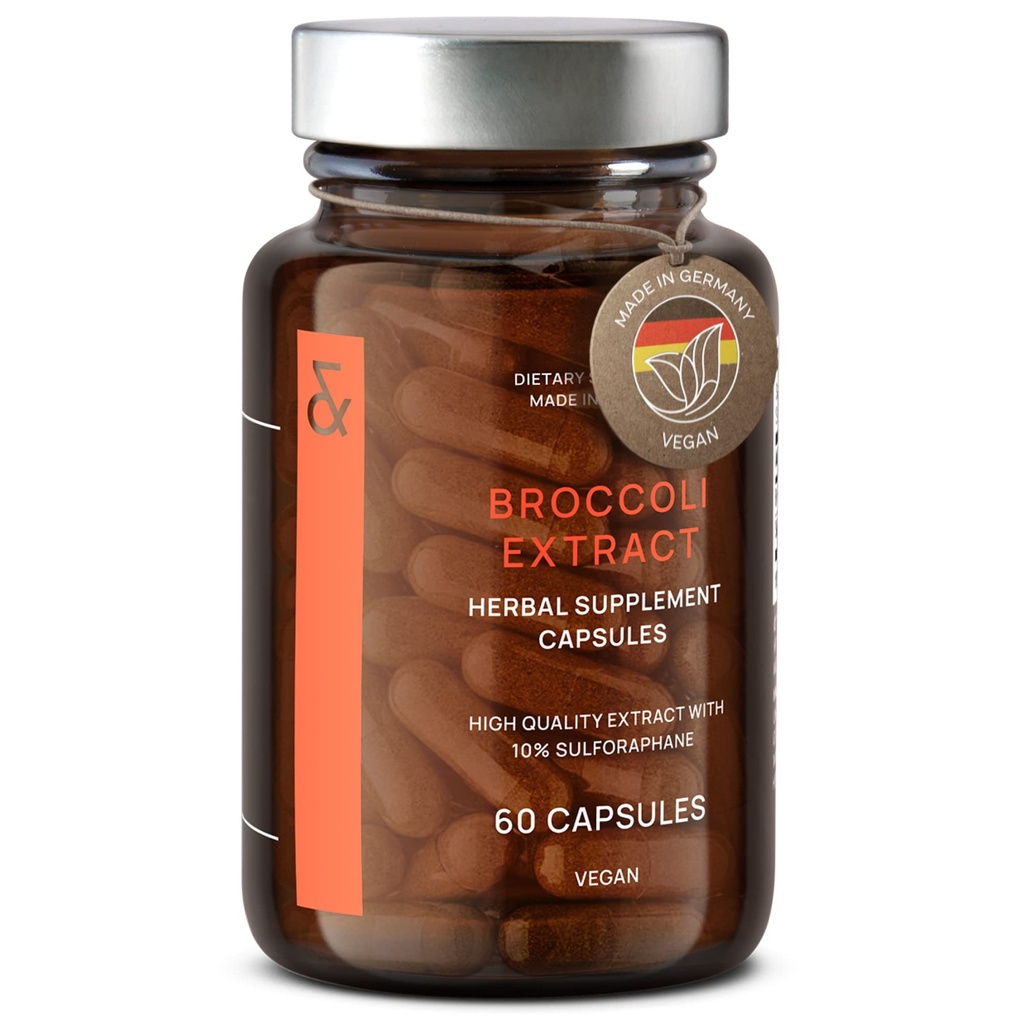 CLAV Broccoli Sprout Extrakt Kapseln - Premium Sulforaphane Ergänzung mit 100mg Sulforaphane - Antioxidant - 60 Broccoli Pillen - Made in Germany