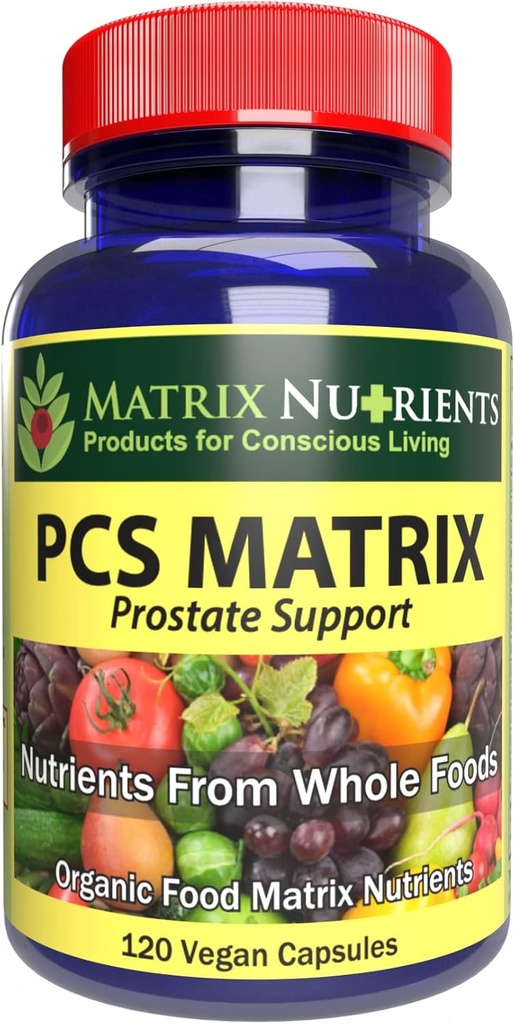 Matrice PCS - Niveaux inférieurs de PSA pour une prostate saine - 100% Ingrédients naturels: Palmetto de scie, Rabdosia, Scute, Plantago Focium, Chrysantaomum, Ganoderma, Graine de Lotus - Capsules végétaliennes (120ct)