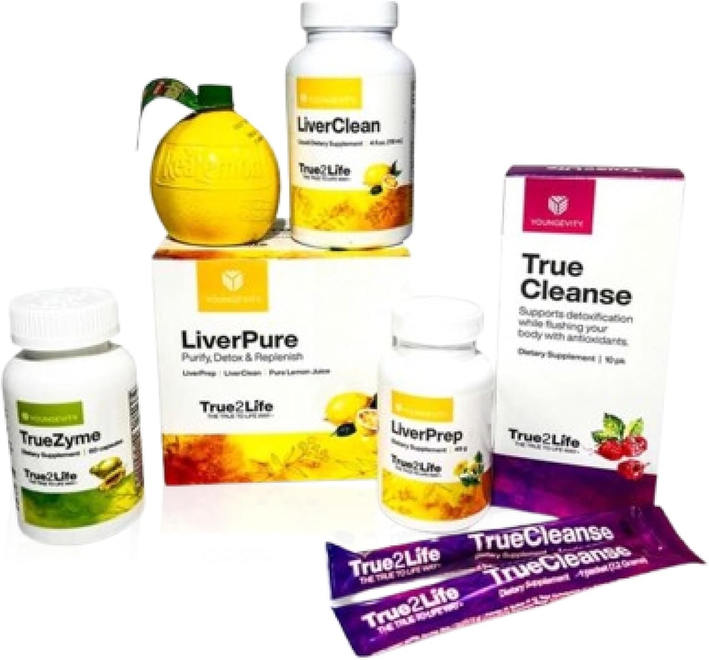Youngevity 30 Day Detox - Liver, Gut, Digestion Ultimate Detox - 30+ Frutta, Erbe e Cofattori Proprietari - Pulizia Naturale Completa - Facile, Disintossicazione veloce + Replenish (30 giorni di alimentazione)