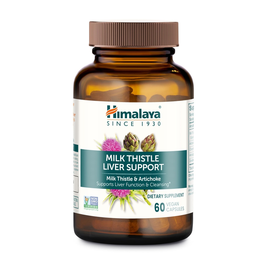 Himalaya Milk Thistle Liver Support - mit Chicory, Andrographis, Dandelion und Silymarin für Leberreiniger, Detox und Funktion - Vegan, Non-GMO, Glutenfrei, 350 mg, 60 Kapseln