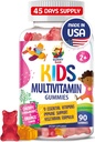 Gummie Multivitaminiche per bambini - 90 vitamine masticabili - Supplemento giornaliero con 14 vitamine essenziali per età 2 e superiore - Include vitamina A, C, D, E, Vegetariano B6 e B12, Zinco, Biotina