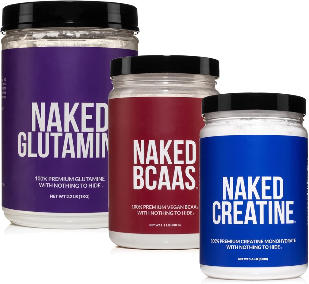 NAKED Muskelwachstum und Erholung Bundle: Reine Glutamin, Kreatin und entflammte BCAAs