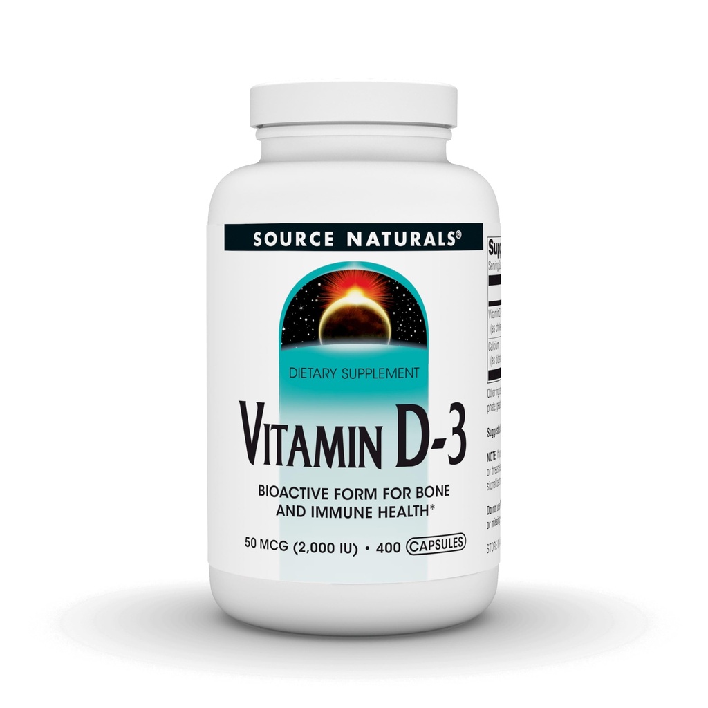 Quelle Naturals Vitamin D-3, unterstützt Knochen & Immune Gesundheit, 2000 iu - 400 Kapseln