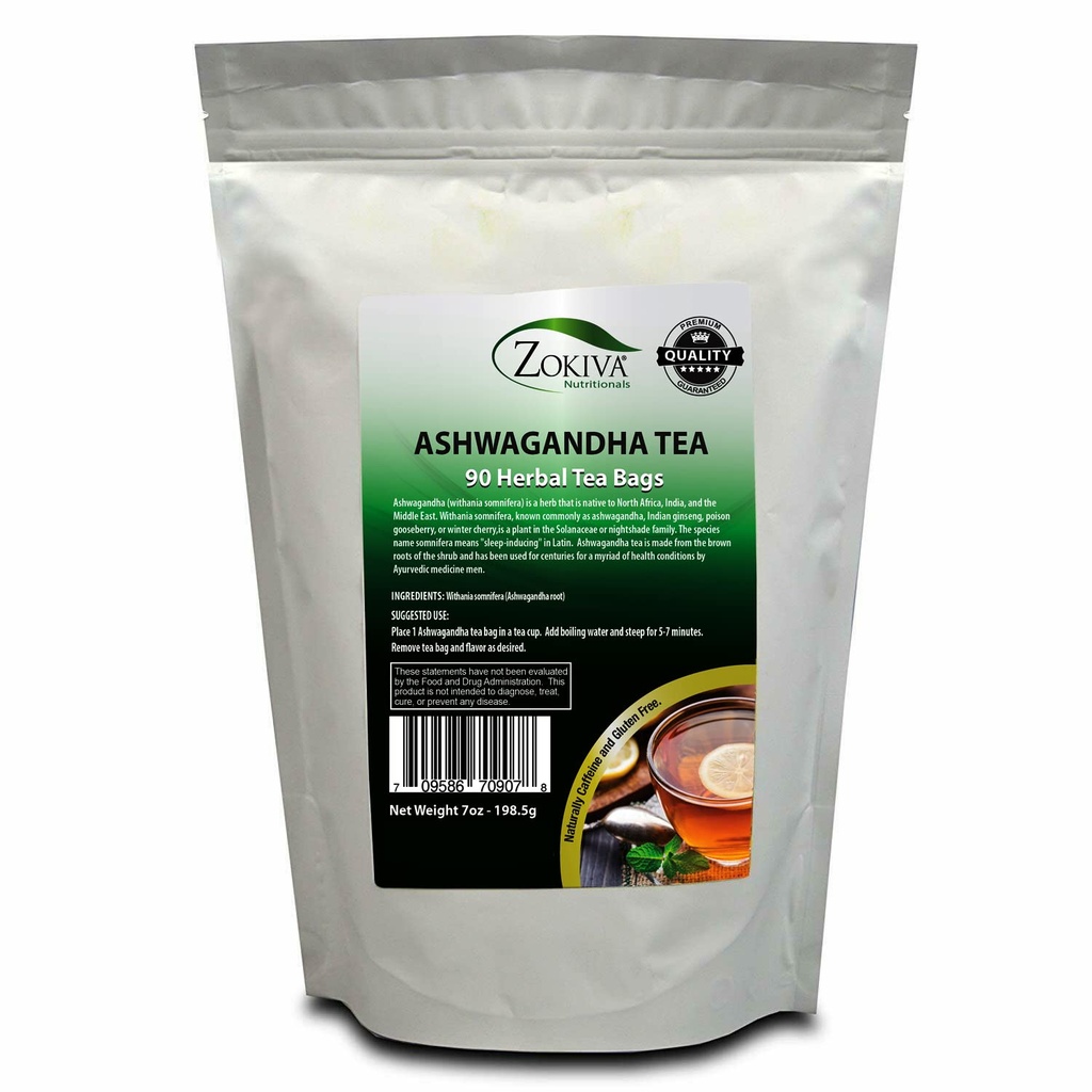 Ashwagandha thé biologique 90 sacs de qualité supérieure 100 % racine pure - Withania Somnifera