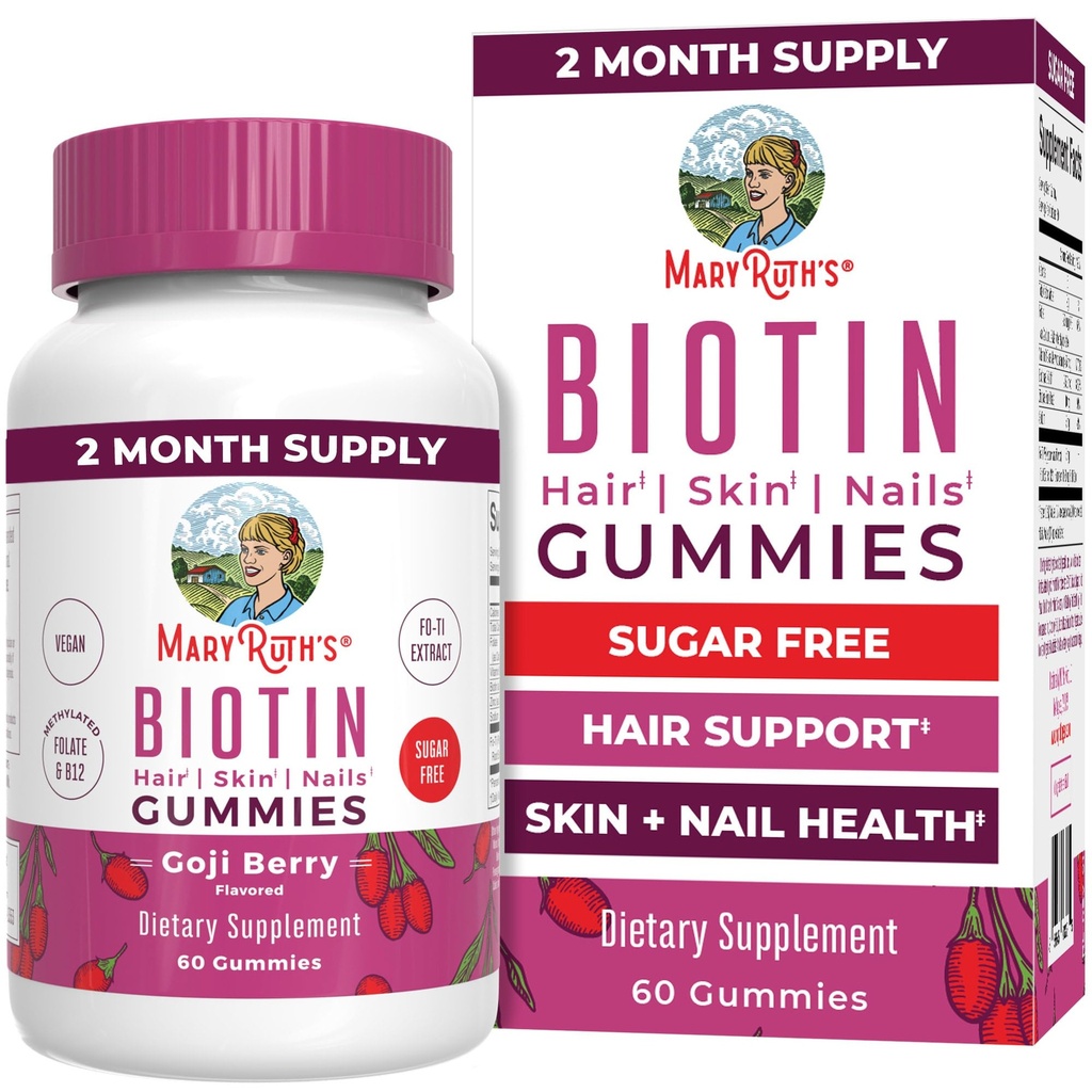 MaryRuth Organics Biotin Gummies | Sugar Free | Vegan | Non-GMO | 2,500 mcg Biotin Supplement | Haarhaut und Nägel Vitamine | Haarwachstum Vitamine | Haarwachstumsergänzungsmittel | 60 Graf