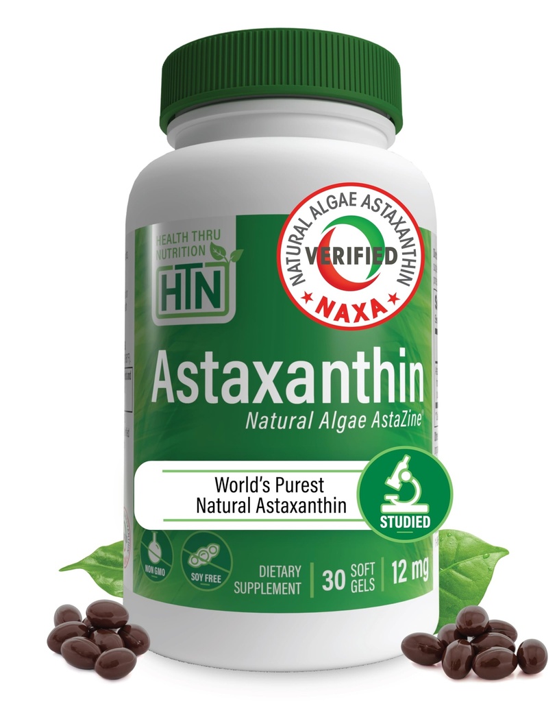 Gesundheit Thru Nutrition Astaxanthin Triple Strength 12mg Supplement 30 Softgels | AstaZine von Algae Organically Grown in Pristine Himalayan Wasser | Haut und Vision Unterstützung