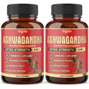 2 confezioni - 60 capsule Ashwagandha Capsule - Alta Concentrato - 5in1 Formula Ashwagandha, Turco, Rhodiola Rosea, Ginger, Pepe Nero - 4 Mesi di Alimentazione