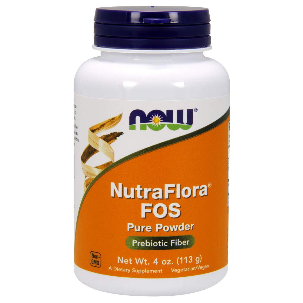 NOW Nahrungsergänzungsmittel, NutraFlora FOS (Fructooligosaccharide) Reines Pulver, Prebiotische Faser, 4-Ounce