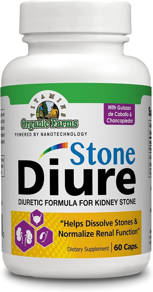 Diure Stone - 60 Caps - Diuretic Formula - 100% natürlich - Nahrungsergänzung