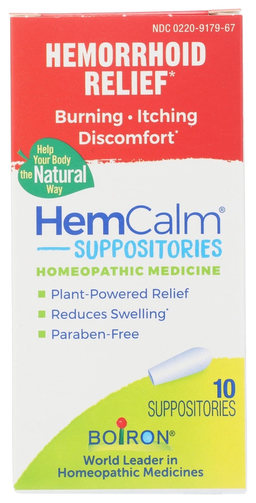 Boiron HemCalm Suppositorien für Hämorrhoid Relief von Schmerz, Juckreiz, Schwellung oder Unglück - 10 Count