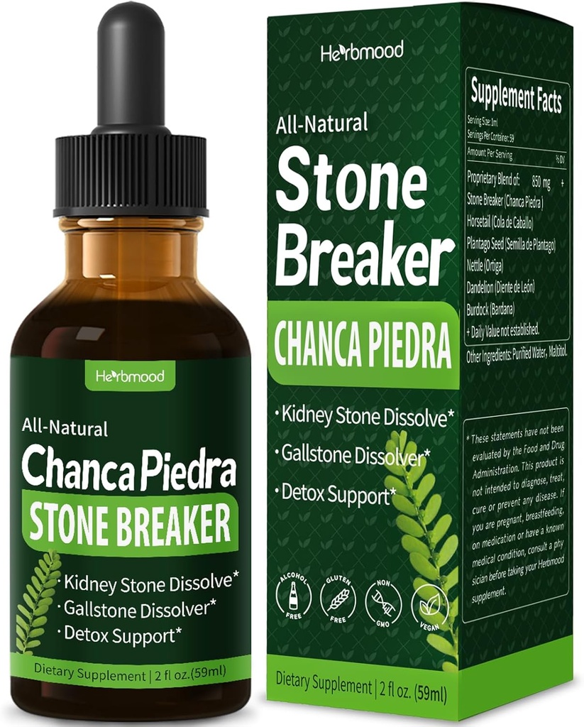 Chanca Piedra Stone Breaker Drops for Kidney Stones & Gallstone Dissolver, Estratto di equitazione Detox & Repair, Gotas de Cola de Caballo y ChancaPiedra para Los Riñones. 2 oz