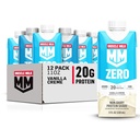 Latte Muscolare Zero Protein Shake, Vanilla Crème, 11 Fl Oz Carton, 12 Pack, 20g Protein, Zero Sugar, 100 Calorie, Calcio, Vitamine A, C & D, 4g Fibra, Spuntino energizzante, Imballaggio May Vary, 12 Conte (Pack of 1)