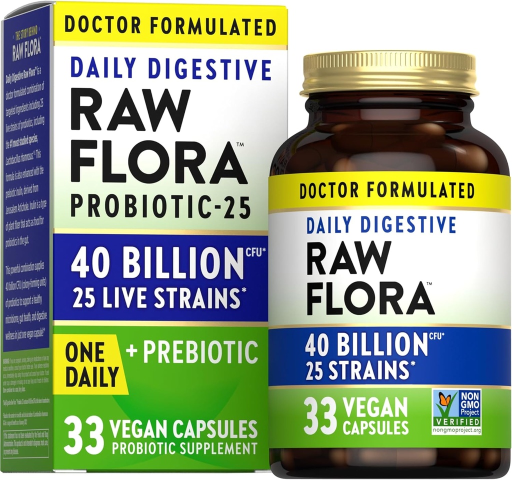 Flora cruda della verità della natura probiotici con prebiotici | 40 miliardi di CFU | capsule vegane digestive giornaliere | Gluten supplemento gratuito per uomini e donne