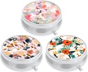 3 Pack Pill Box, Small Pill Case for Purse & Pocket, Cute Travel Medicine Organizer, Portable Medicine Container Holder to Hold Vitamins, Medication, Fish Oil & Supplement, Pink White Flowers