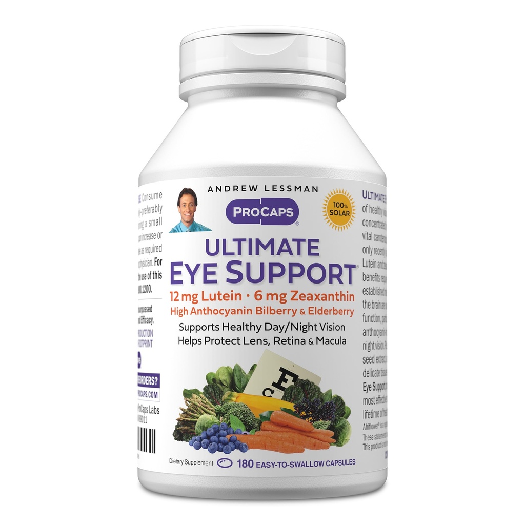 ANDREW LESSMAN Ultimate Eye Support 180 Softgels - 12mg Lutein, 6mg Zeaxanthin, Bilberry, Schlüsselnährstoffe zur Unterstützung von Augengesundheit und zur Förderung gesunder Visionen. Keine Zusatzstoffe. Einfach zu Swallow Softgels