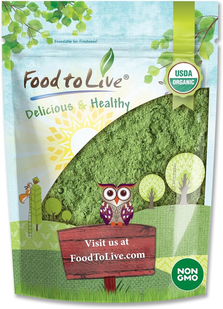Mélange de poudre biologique de SuperGreens – Kale mélangé, Moringa, Spiruline, Poudres de Blé. Non OGM, pur, végétalien, en vrac. Riche en antioxydants, chlorophylle. Idéal pour les jus, smoothies, cuisson