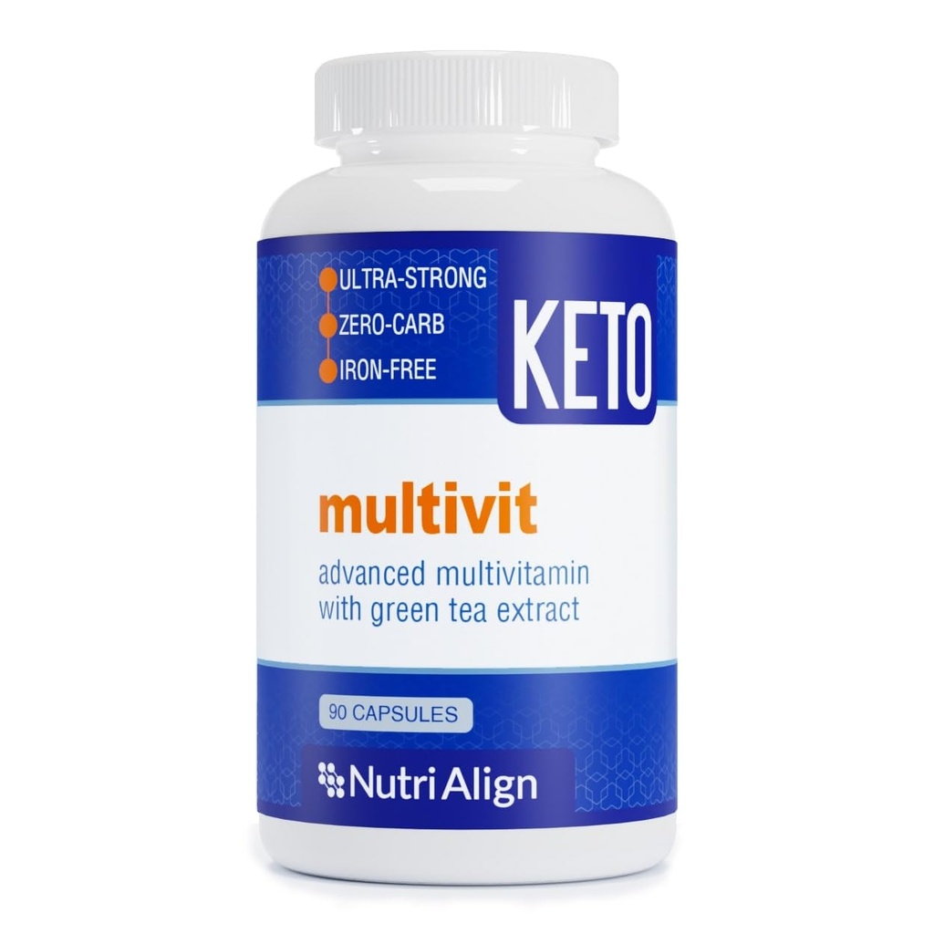 Nutri-Align Multivit | 90 capsule multivitaminiche per Keto | 20 vitamine e minerali essenziali con estratto di tè verde e cromo | basso Carb Keto Support Multi Vitamin | Sugar Free e Zero Carb