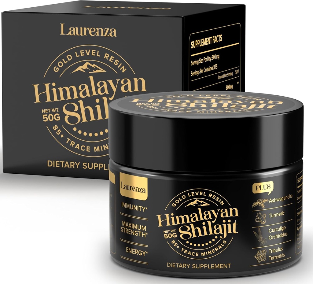 50G Shilajit Pure Organic Himalayan Shilajit Resin, 800mg hohe Potenz, Golden Grade A Shilajit Supplement, 85+ Trace Minerals & Fulvic Acid, natürliche Energie & Immun Booster