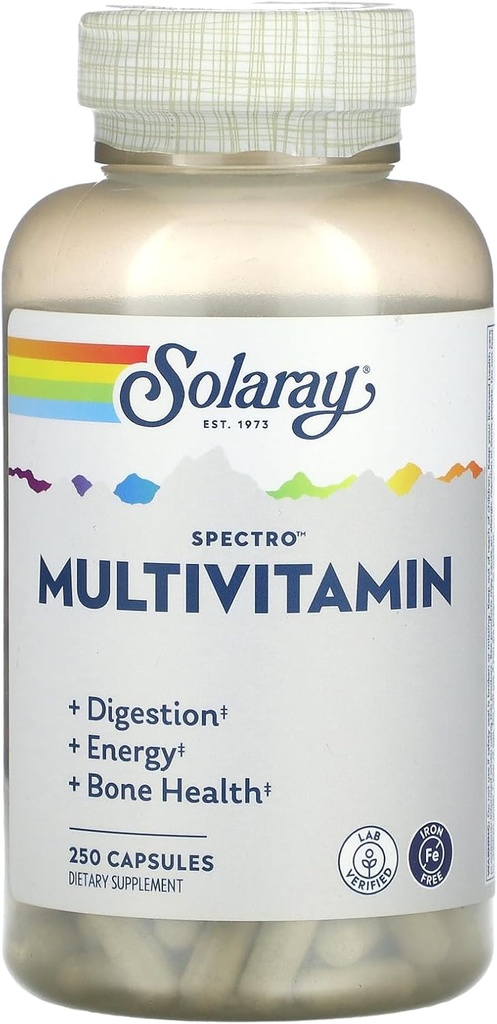 Solaray Spectro Multivitamin, Iron Free, 250 capsule