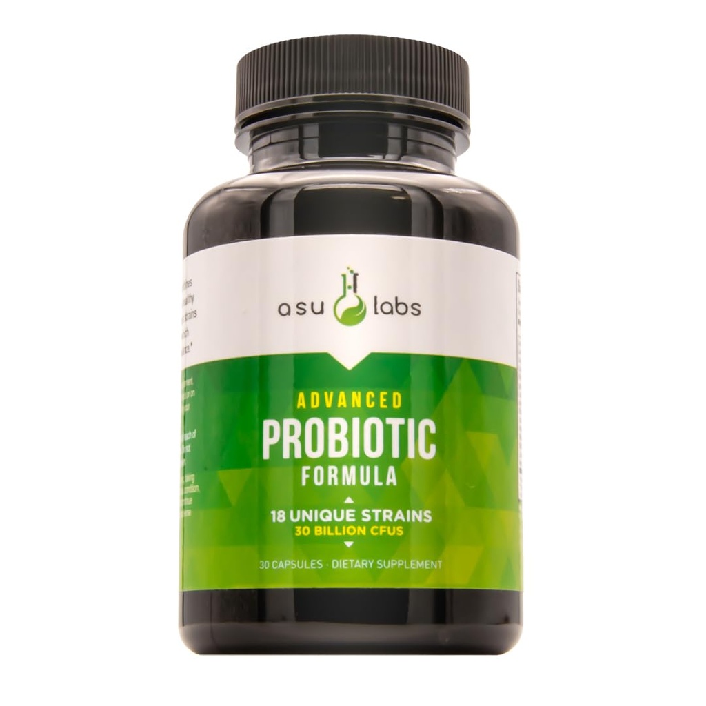 ASULABS® Formula Probiotica Avanzada con 18 Cepas Probioticas Clinicamente Seleccionadas para ayudar a deleter Los maschitares digestivos. para Hombres y Mujeres. Capsulas Vegetarianas.