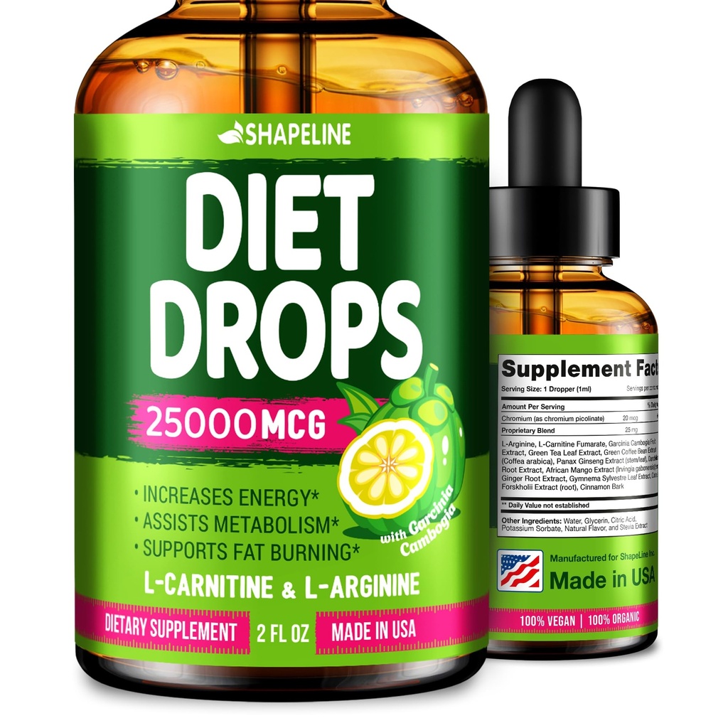 Diät Tropfen - Appetit Suppressant für Frauen und Männer - Made in USA - Natürliche Stoffwechsel Booster - Diät Tropfen mit Garcinia Cambogia, L-Arginine & L-Glutamin 2 Fl Oz