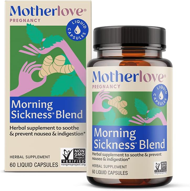 Motherlove Morning Sickness Blend (60 Flüssigkeitskappen) Kräuter-Ergänzung für Morning Sickness Relief – Vegan, Non-GMO, Organic Herbs, Kosher, Soy-Free