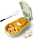 Pille Cutter Splitter für kleine und winzige Pillen - Pille Cutter 1/4 - Accurately Cuts Mehrere Pillen - Easy Open Snap Button. Detachable rutschfeste V-Shaped Pad. Wrap-Around Blade Guard. Back Storage (Cyan)