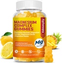 Triplo Magnesio Complesso Gummies Supplemento per Donne & Uomini Zucchero Alta Assorbimento Gratuito Magnesio Glycinate, Taurate, Malate, Complesso Citrato Supplemento con Vitamina B6, B12 & D3 per Adulti...