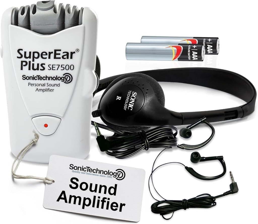 SuperEar modello SE7500 per gli anziani - Amplificatori acustici per anziani e anziani, Amplificatore audio personale dell'orecchio eccellente, Dispositivo di ascolto dell'amplificatore acustico e Accessori audio in 50dB