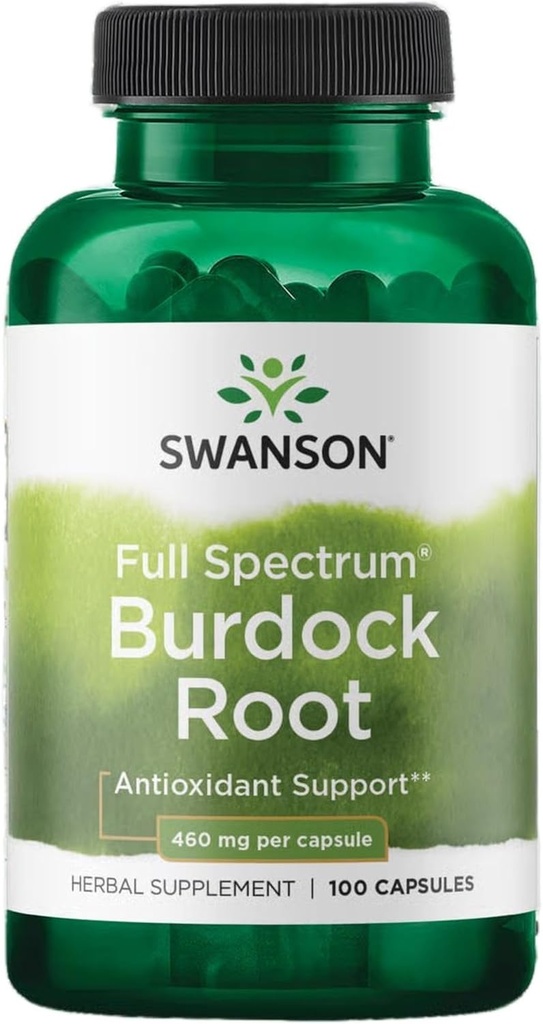 Swanson Burdock Root Kidney & Liver Support - Detox Skin Helps Remove Toxins from The Body - Support Well Being and Healthy Immune System - Herbal Antioxidant Supplement (460 mg 100 Capsules)