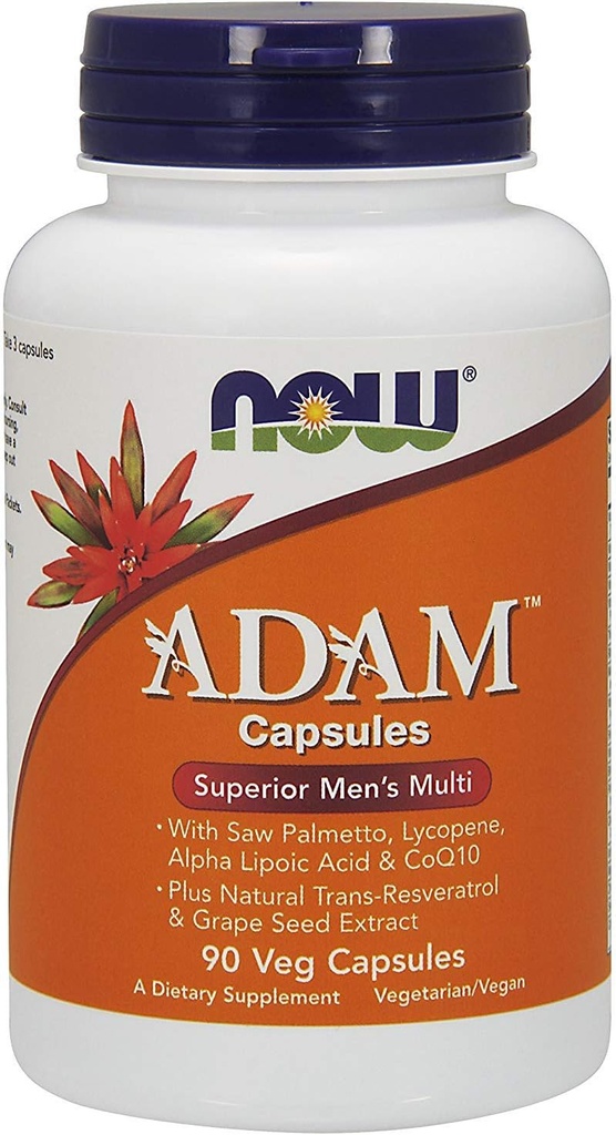 JETZT Lebensmittel ADAM Superior Männer Multiple Vitamin, Vegcaps 90 ea