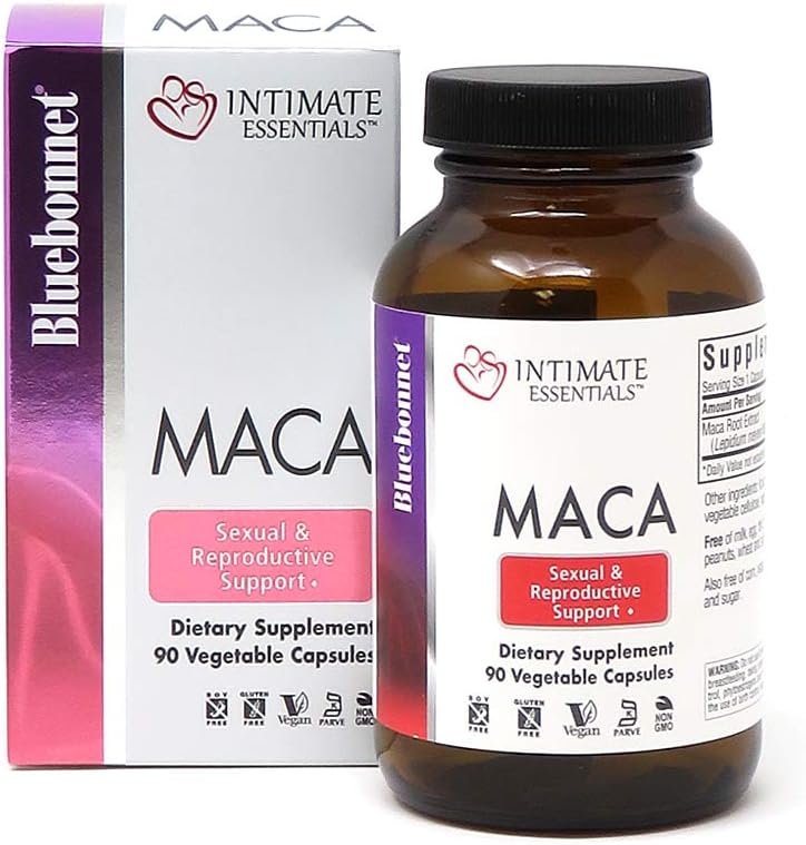 Bluebonnet Nutrition Intimate Essentials Maca Capsule, Soy-Free, Gluten-Free, Non OGM, Dairy-Free, Kosher Certified, Vegan, 90 Capsule, 90 Serve (743715040144)