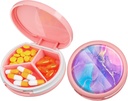 Serfeymi Small Pill Box - 3 Komponenten Tragbare Pille Box für Geldbörse Tasche, Compact Mini Travel Pill Case - Geeignet für Medizin, Vitamin, Fish Oil, Supplements - Pink(Fluid Art)