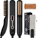 VOVO Bart Straightener Comb Upgrade Professional 2 in 1 Herren Bart Richtende gehämmerte Haar Richtbürste Portable Anti-Burn 6 Temperatur einstellbar mit LED-Anzeige für Zuhause und Reisen