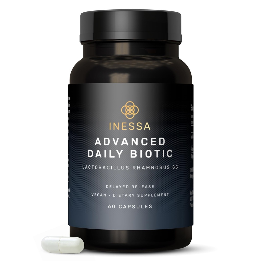 Inessa Daily Biotic - Probiotics for Women Digestive Health with Delayed Release Technology - Probiotico Avanzato con 10 miliardi di CFU - Lactobacillus Rhamnosus Strain 60 Vegan Capsule per Uomini e Donne